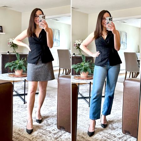 I know vests have been super popular lately… I happen to love them! 😍 When I saw this linen blend side-tie vest I had to try it (it’s more of a wrap top than a vest IMO), but so cute to wear with matching black linen pants.  It was hard to capture the details of the top with the black pants on camera, so I paired it with different bottoms.  These Loft jeans are currently my favorite at the moment… 40% off. Available in petite too! 🙌

#LTKover40 #LTKsalealert #LTKworkwear
