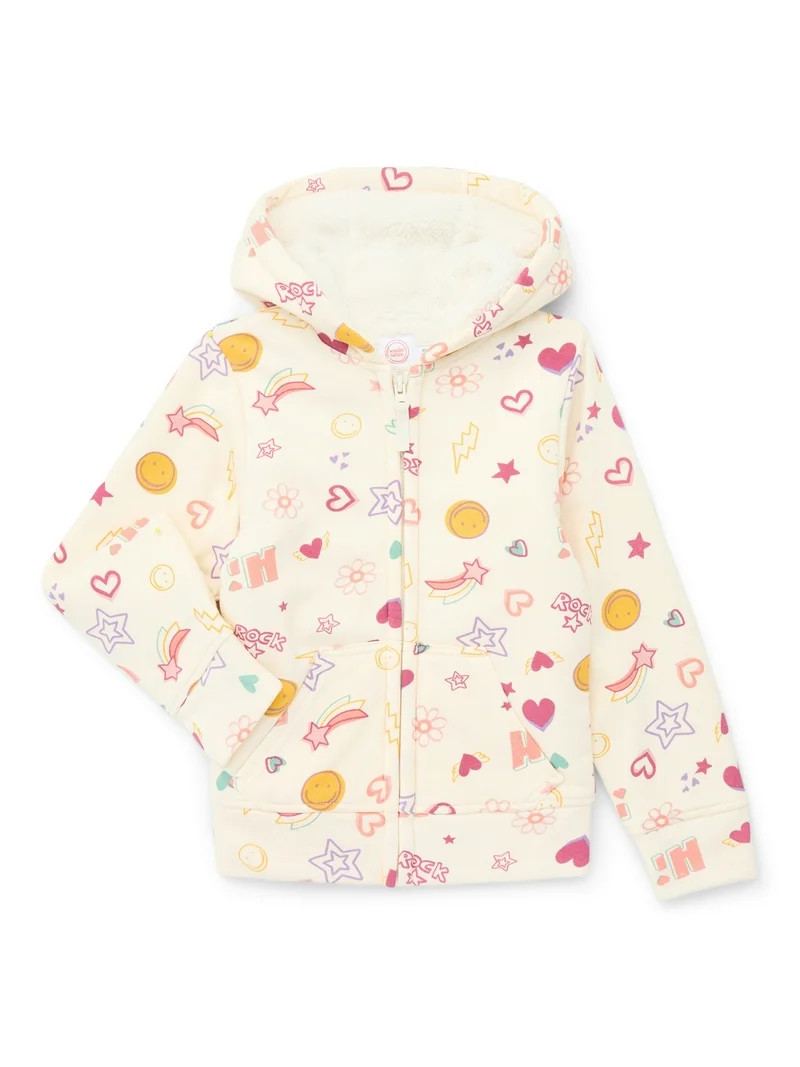 Wonder Nation Girls Kids Tough Fully Lined Zip Hoodie Jacket, Sizes 4-18 & Plus | Walmart (US)