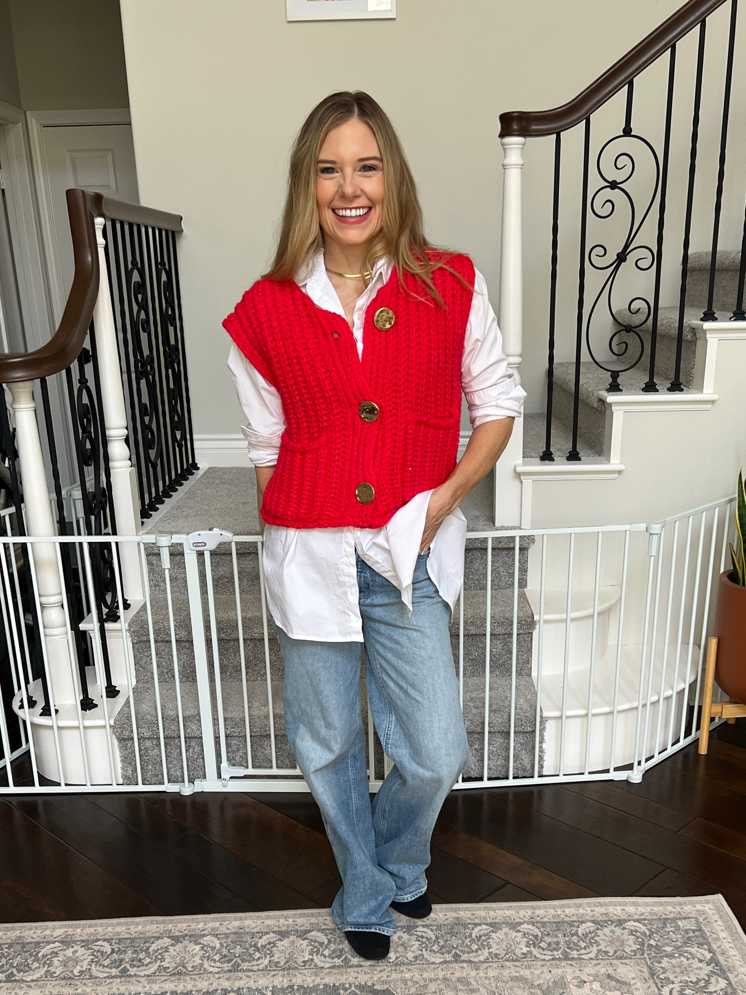 Chunky red vest styled. All fit tts (intentionally oversized) 

#LTKHoliday #LTKStyleTip #LTKSeasonal