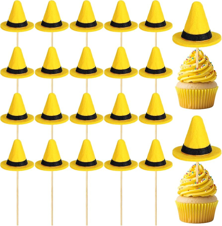 24 Pcs Monkey Hat Cupcake Toppers Yellow Themed Birthday Supply 3D Cute Curious Cupcake Picks Par... | Amazon (US)