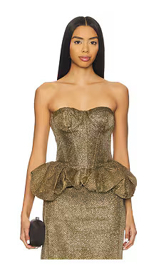 PatBO Weave Peplum Top in Gold from Revolve.com | Revolve Clothing (Global)