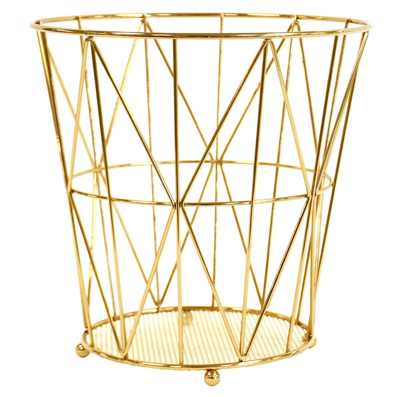 Keira Harvest Gold Wire Waste Bin, 10" | At Home