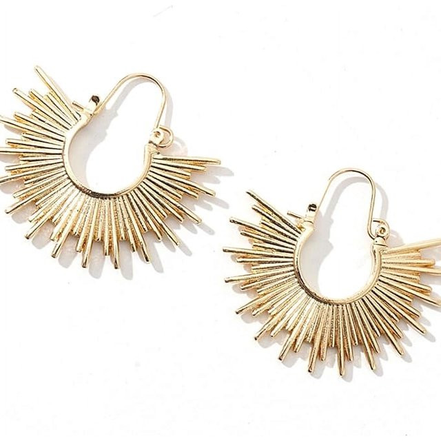 ALLISON ROSE ATELIER - Sunburst Fan Hoop Earrings -16k Gold Plated Spike Earrings – Boho Gold S... | Walmart (US)