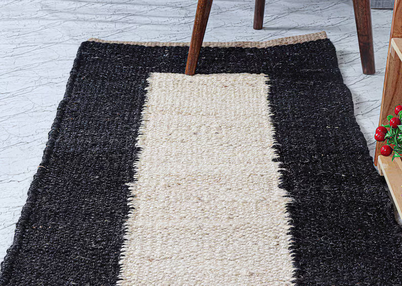 2x5,2x6,2x10,2x20 Ft Striped Handmade Tufted Hemp Area Rug Hemp Jute Runner Rug Hand Loomed Rug -... | Etsy (US)