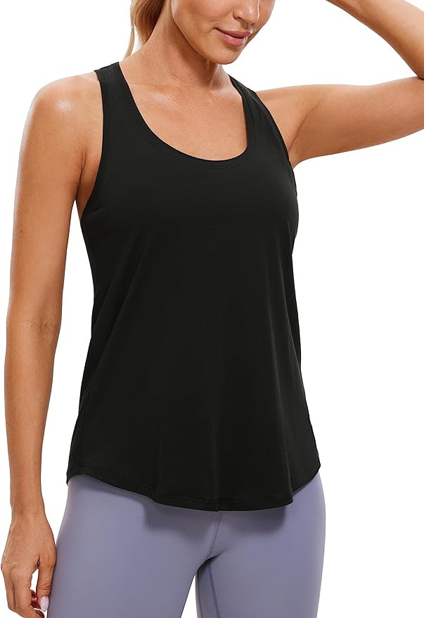 CRZ YOGA Womens Pima Cotton Racerback Workout Tank Tops Lightweight Loose Sleeveless Tops Athleti... | Amazon (US)