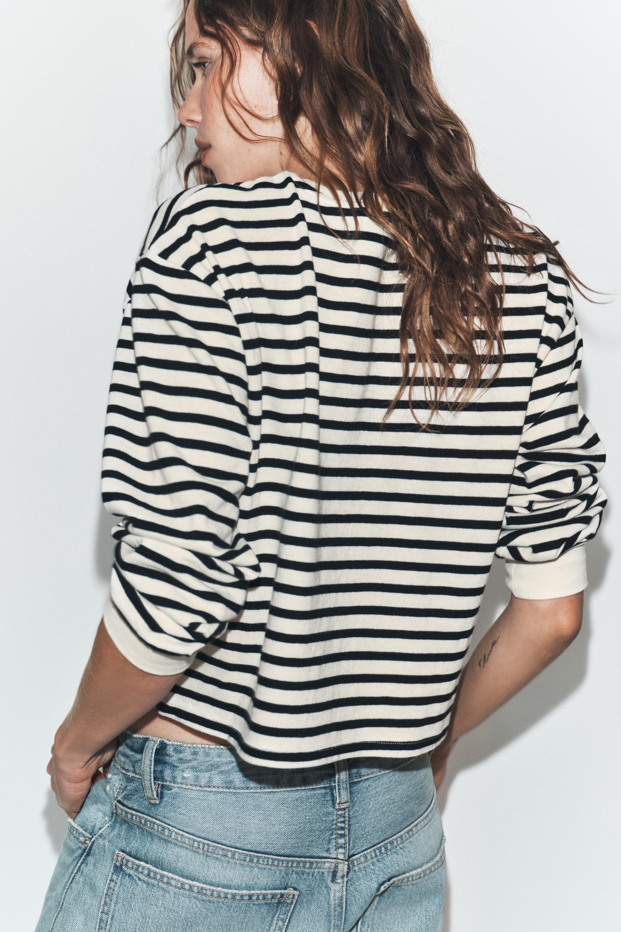 STRIPED LONG SLEEVE T-SHIRT | Zara US
