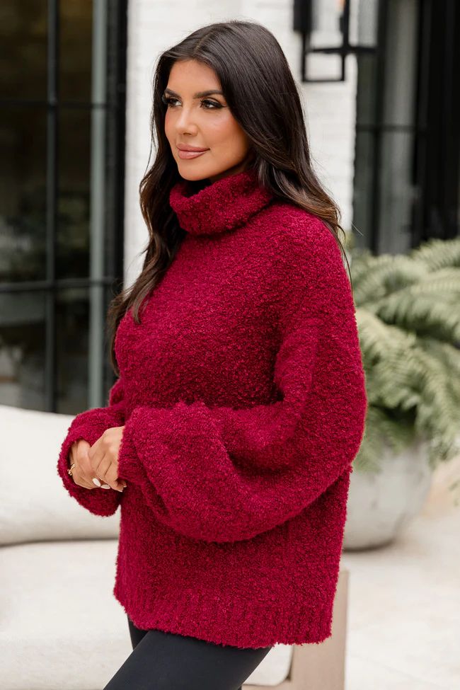 Haven't You Heard Burgundy Turtleneck Sweater | Pink Lily