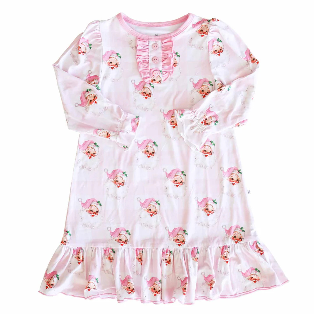 Long Sleeve Ruffle Button Nightgown | Vintage Santa | Caden Lane