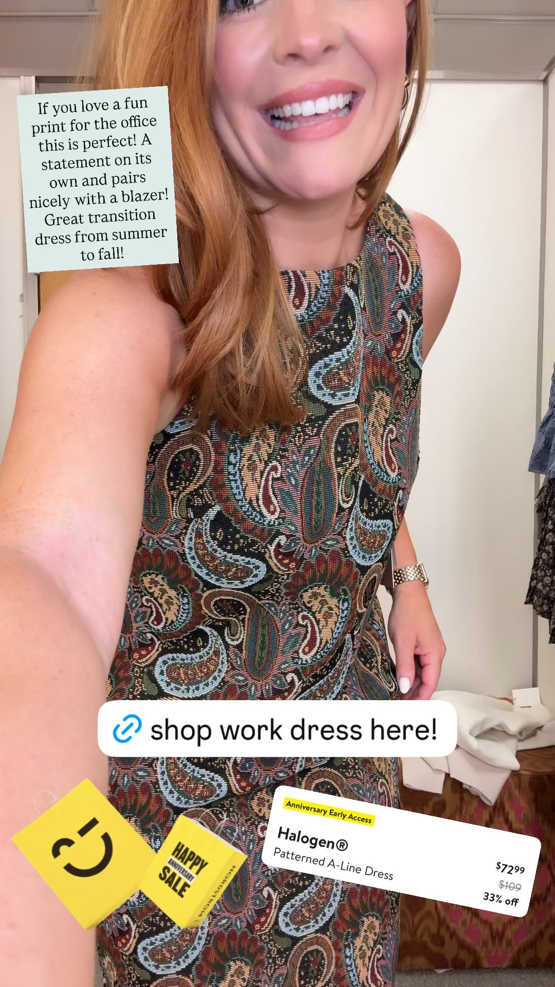 Love a statement piece for the office? This Halogen patterned A-line dress is the perfect way to add personality to your work wardrobe while still looking polished. The timeless paisley print transitions beautifully from summer to fall—just add a blazer for the office or wear it on its own while it’s still warm.

SEO Keywords: Halogen dress, patterned work dress, paisley dress, A-line dress, office dress, business casual outfit, professional workwear, fall transition outfit, Nordstrom Anniversary Sale, women’s office fashion.

Hashtags:
#Halogen #WorkDress #OfficeStyle #BusinessCasual #FallTransition #OfficeFashion #NordstromAnniversarySale #ProfessionalStyle #LTKStyle #WorkwearFashion