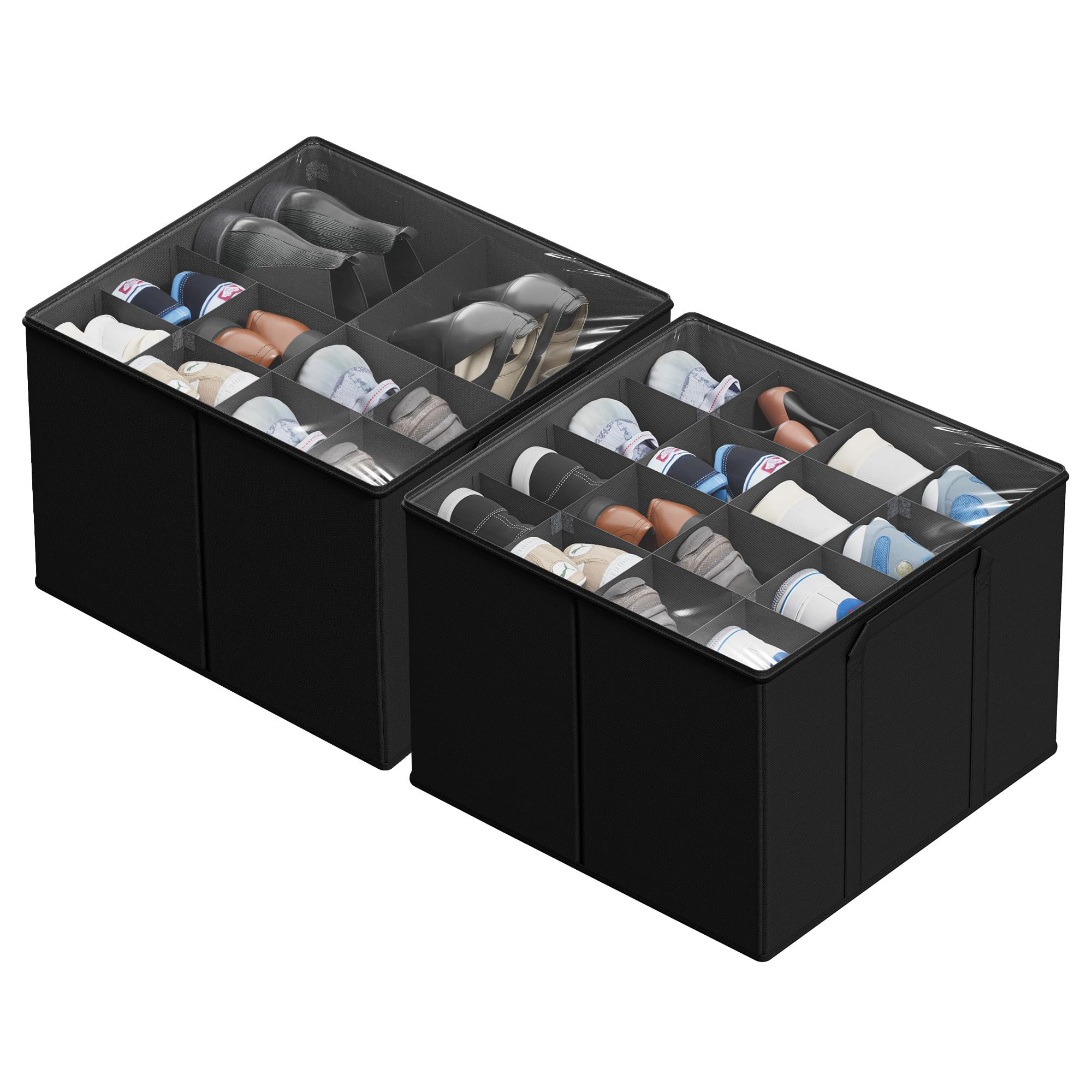 SUOCO 2 Pack Shoe Organizer for Closet, Fits up to 32 Pairs, Small Space Shoe Storage Boxes Bins ... | Amazon (US)