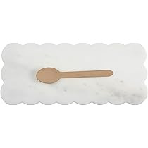 White Scallop Marble Board 12" x 5" Cutting Board with Rubber Feet, Scalloped Marble Tray Decorat... | Amazon (US)
