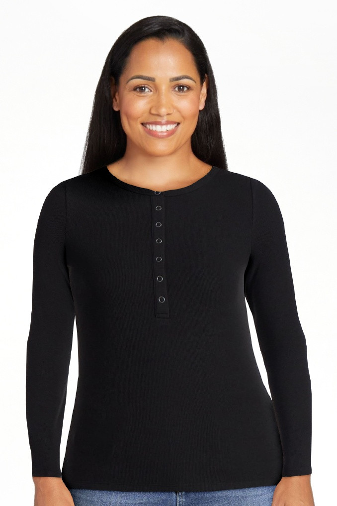 Time and Tru Women's Ribbed Henley Shirt with Long Sleeves, Sizes XS-XXXL | Walmart (US)