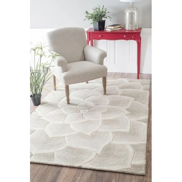 nuLOOM Handmade Bold Abstract Floral Wool Area Rug | Bed Bath & Beyond