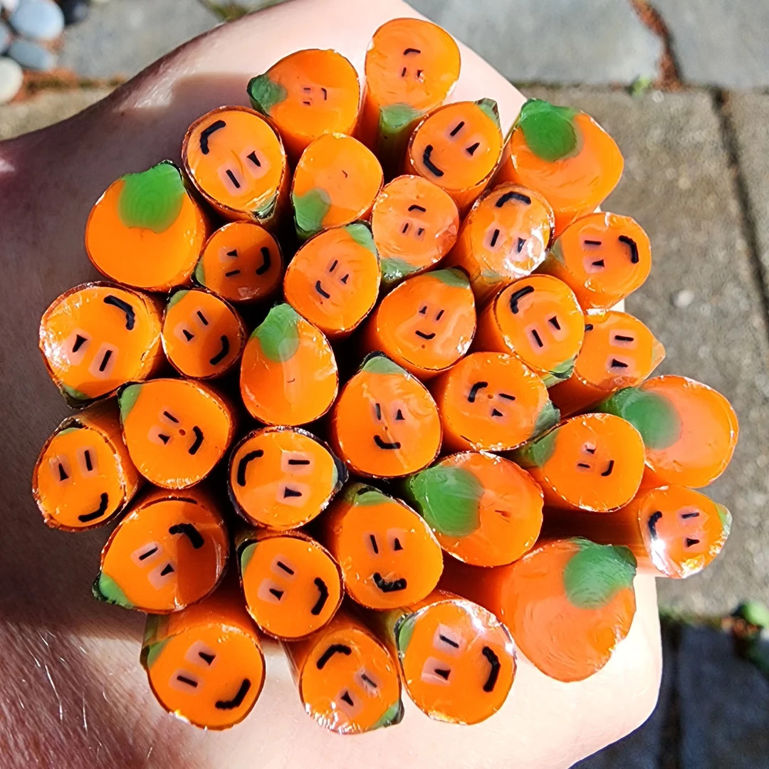 coe 96 Halloween: Hello Punkin - 1 oz Murrini Murrine Millefiori Vitrigraph Cane- MINZABELLA MURR... | Etsy (US)