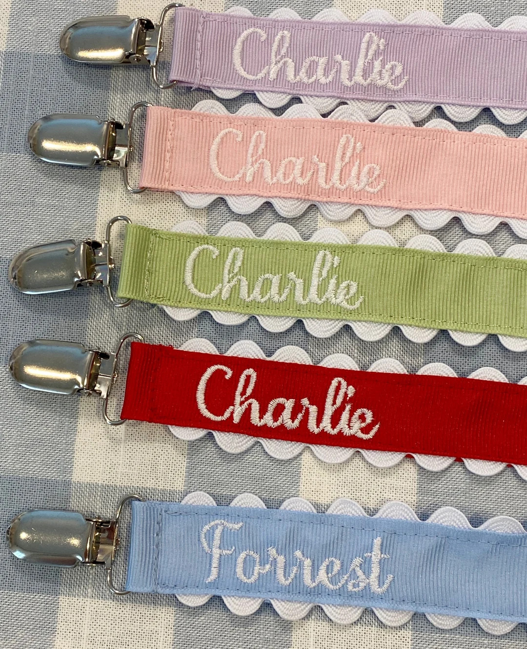 Monogrammed Pacifier Clip Holder Embroidered Name | Etsy (US)