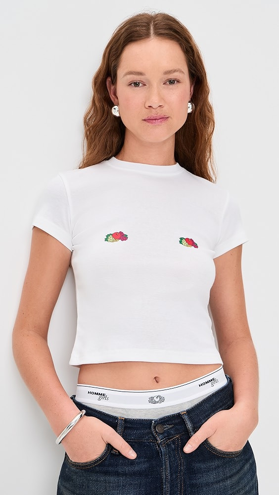 Homme Girls x Fruit of The Loom Baby Tee With Double Logo | Shopbop