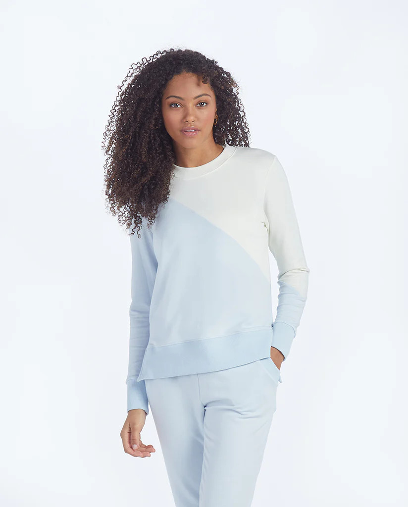 The Softest French Terry Pullover - Powder Blue & White Sand | SummerSalt