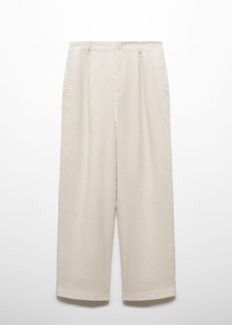 100% linen wideleg trousers -  Woman | Mango Netherlands | MANGO (NL)