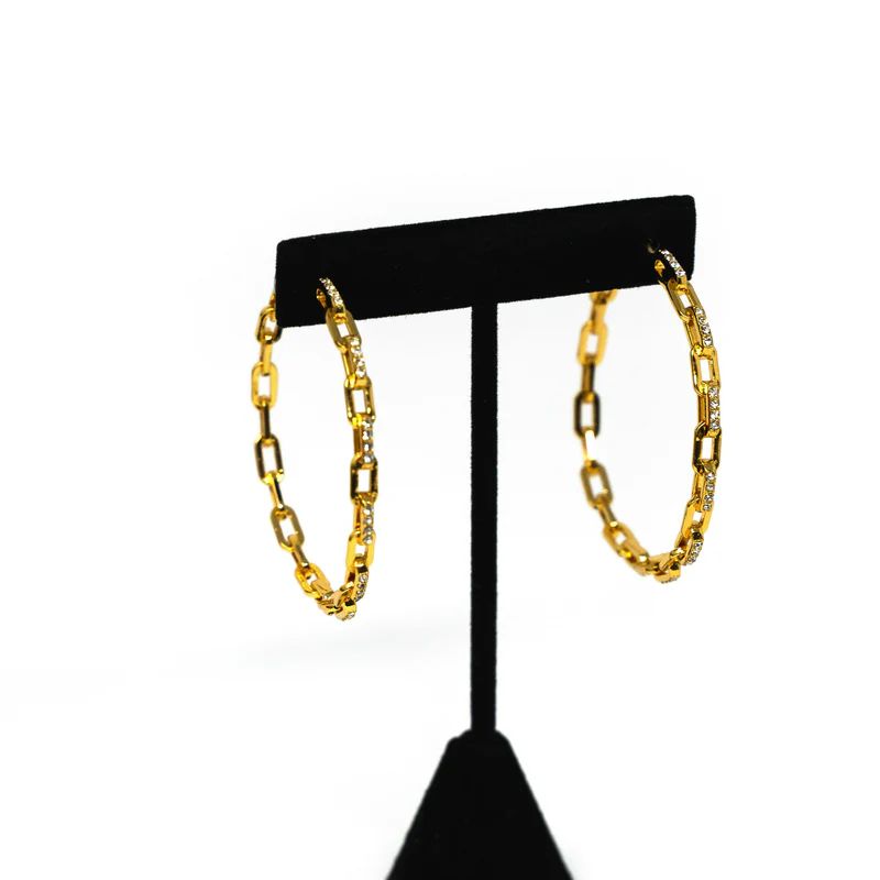 Gold and Crystal Cable Link Hoops | The Sis Kiss