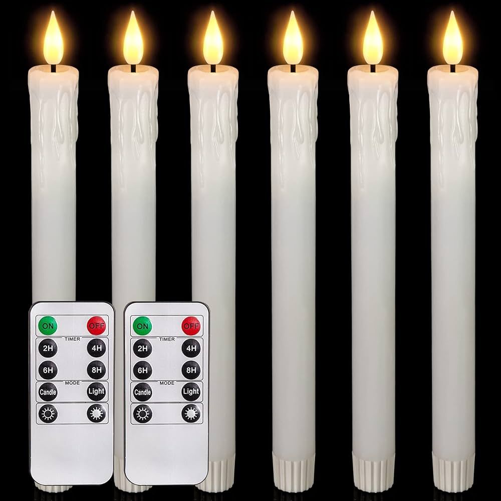 5plots Real Wax Flameless Taper Candles Flickering with Remotes, Timer, Realistic Taper Candles B... | Amazon (US)