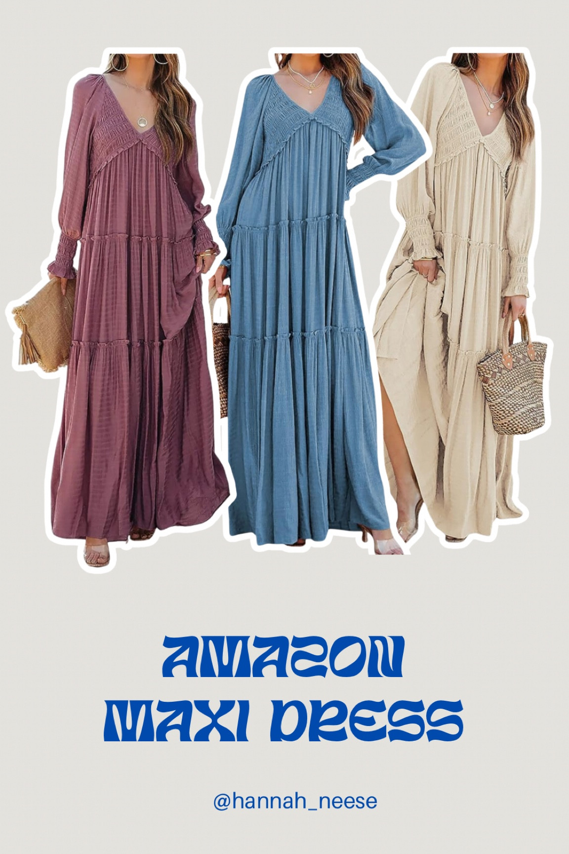 Boho Amazon long sleeve maxi dress / v stretchy! I wear a size small 