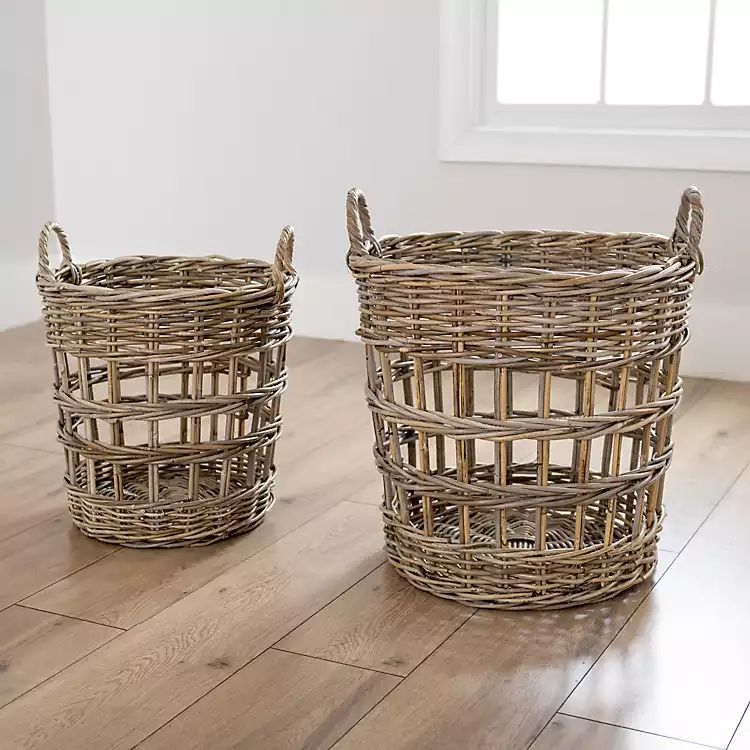 New! Kubo Tapered Rattan Baskets, Set of 2 | Kirkland's Home