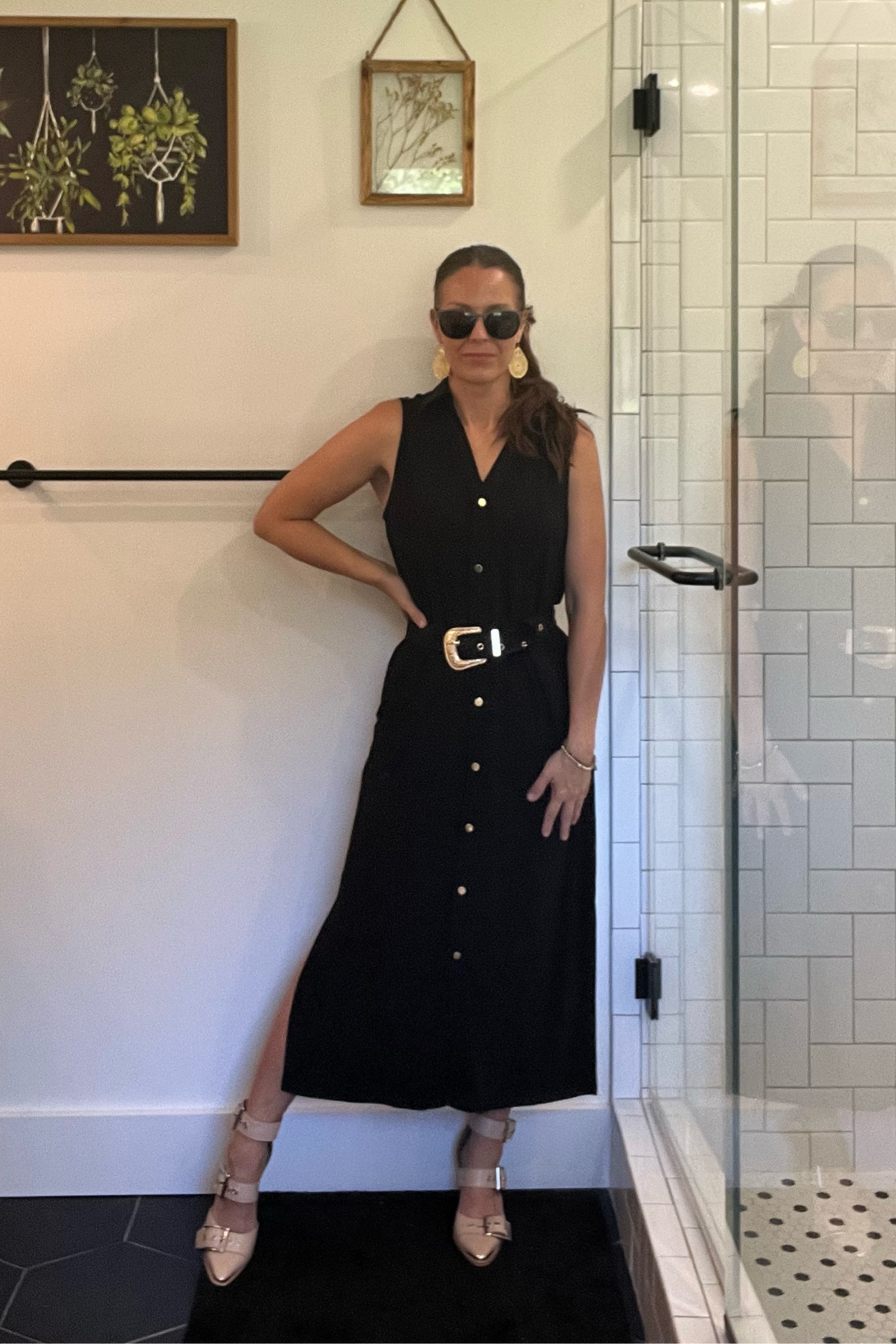 Corporate outfit day! Happy Friday! Mine is full of meetings and that means it’s business outfit all day long. 

I love this long black dress with the gold button details. I added a western themed belt to match the western vibe of the shoes with the buckles. 

Super classy, super easy, super clean.

I’m 5’3, 125lbs (size small, 4-6) 



#LTKOver40 #LTKShoeCrush #LTKWorkwear