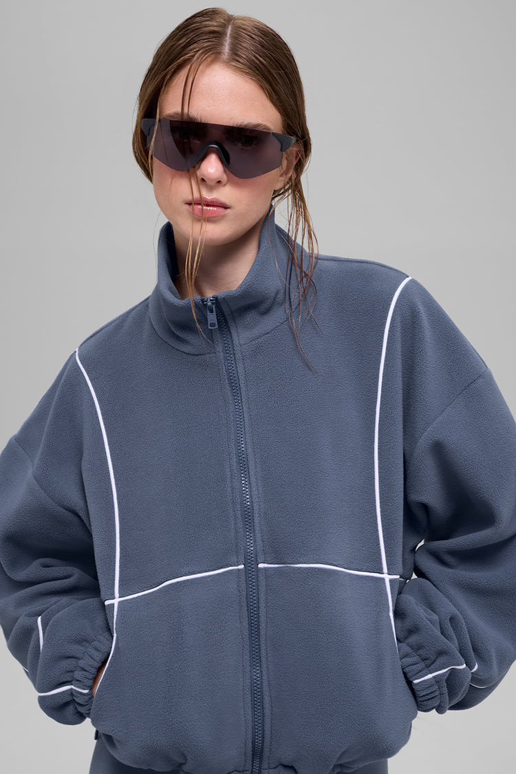 Polar Fleece Game Time Full Zip Jacket - Bluestone/White | Alo Yoga (US)