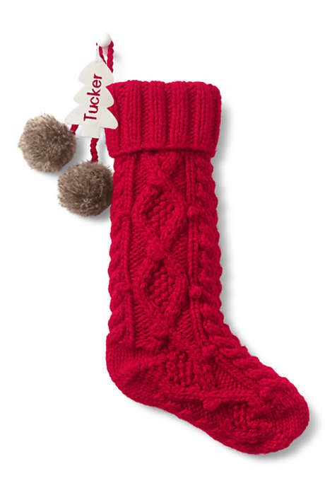 Cable Knit Pom Christmas Stocking | Lands' End (US)