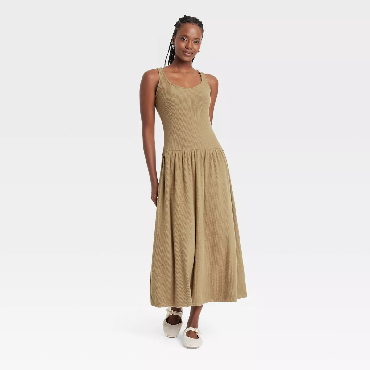 Women's Drop Waist Knit Midi Slip Dress - Universal Thread™ Brown XS | Target