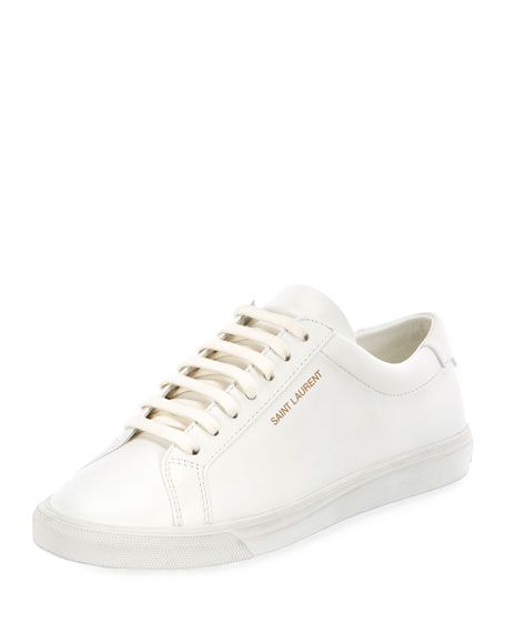 Saint Laurent Andy Leather Lace-Up Sneakers | Neiman Marcus