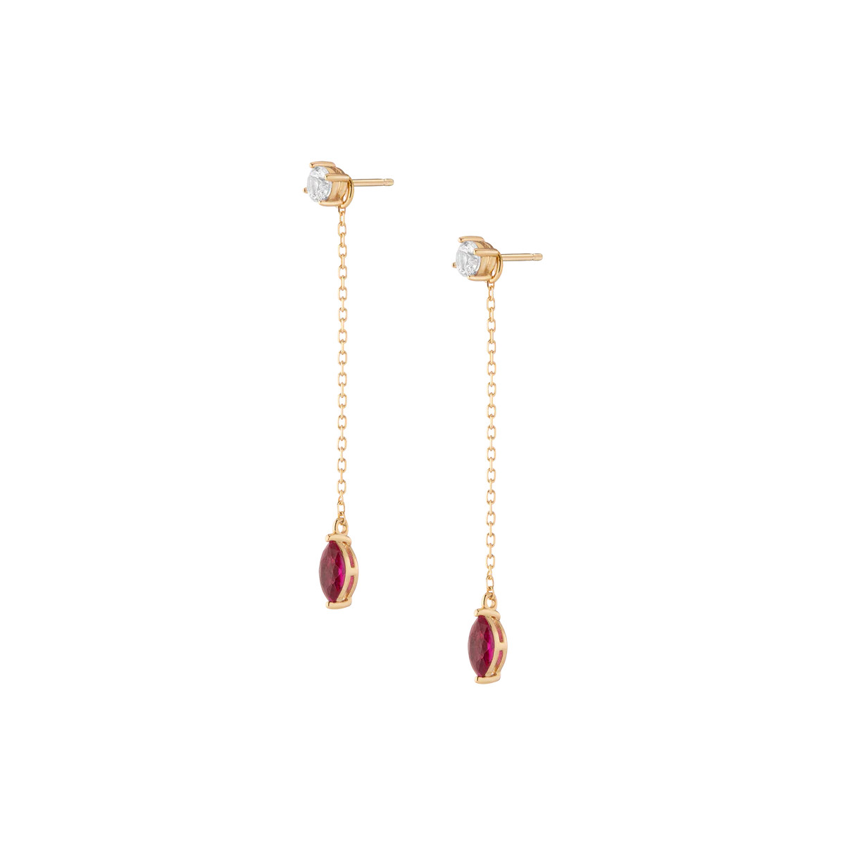 Aurate x Marilyn Monroe: Lab Grown Red Marquise Earring Threader | AUrate New York