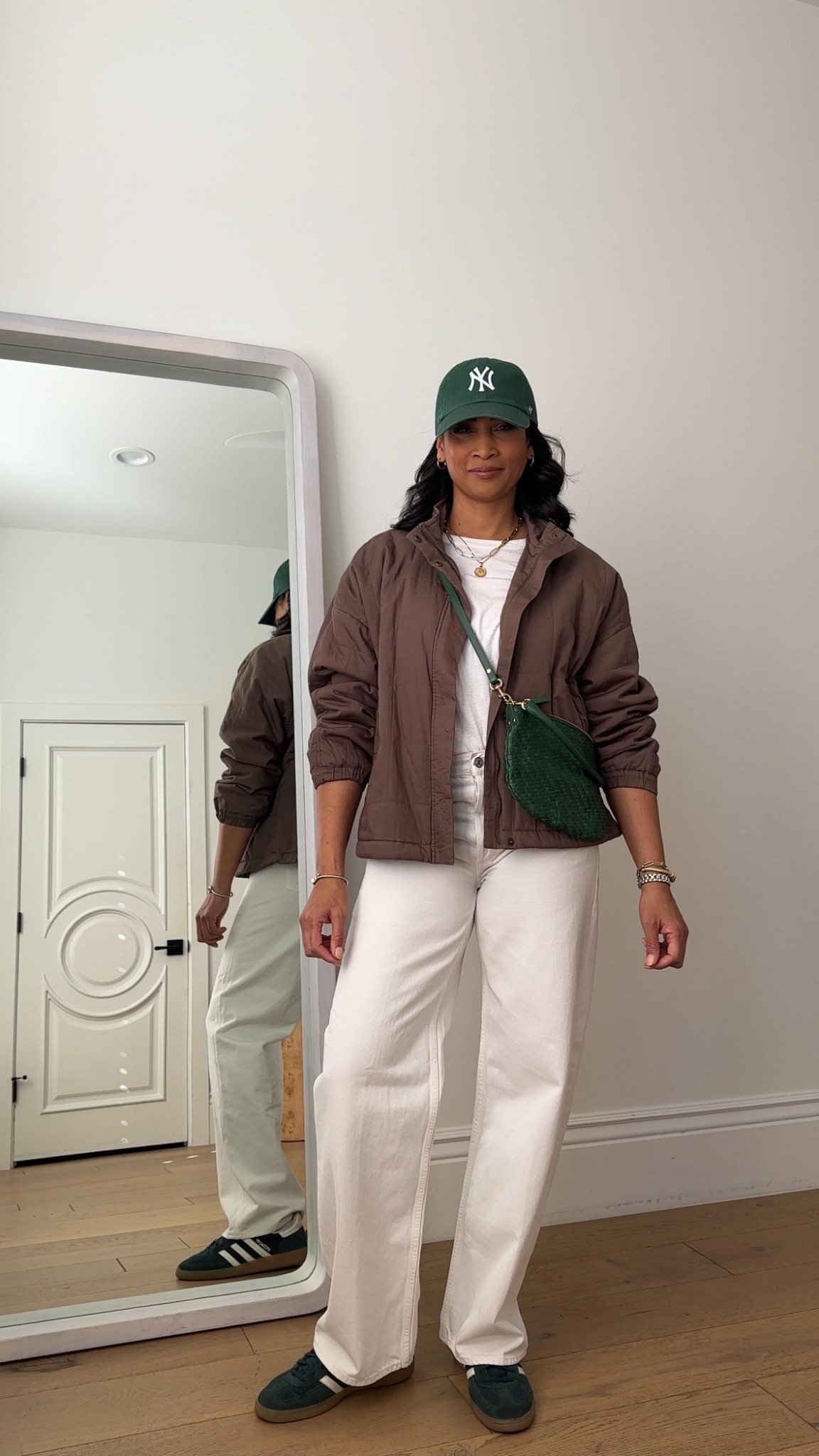 Lightweight quilted bomber jacket paired with cream denim and sneaks for an easy casual everyday spring outfit. Bottoms and sneaks fit true to size.



#LTKTall #LTKOver40 #LTKootd