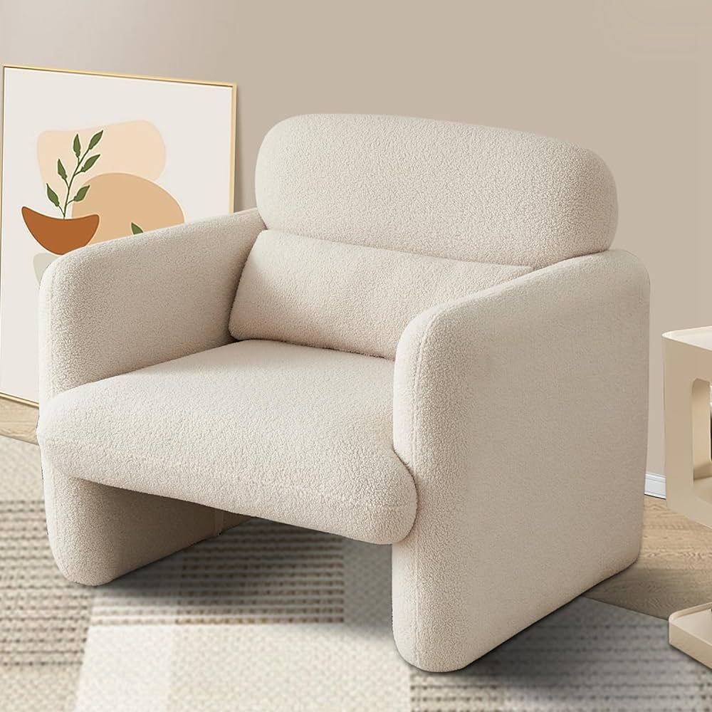 33.86" Accent Chairs, Modern Sherpa Lamb Fabric Armed Chair Comfy Upholstered Armchair Leisure Si... | Amazon (US)