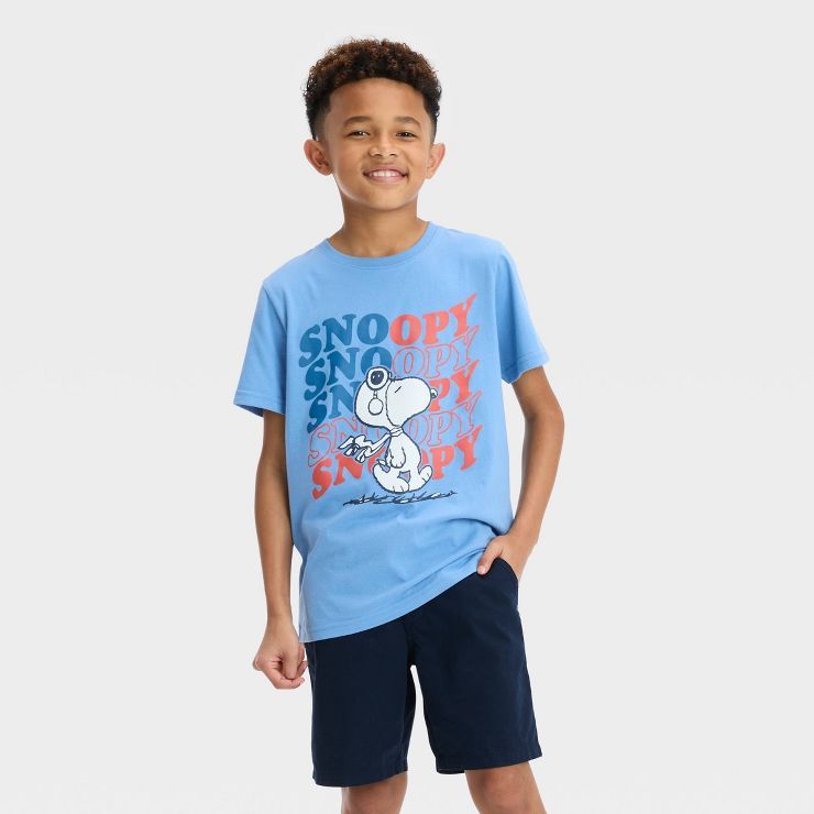 Boys' Peanuts Snoopy Americana Graphic T-Shirt - Blue | Target
