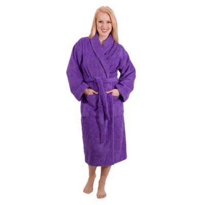Small Luxury Turkish Cotton Unisex Robe in Purple | Bed Bath & Beyond