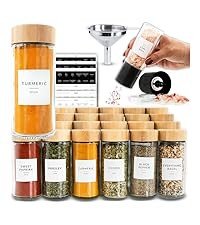 SAVVY & SORTED Glass Spice Jars with Label, 24PK Bamboo Jar Spices Set 4oz, 374 Spice Labels, Pep... | Amazon (US)
