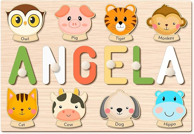 Name Puzzle for Kids Personalized, Custom Baby Name Puzzle for Toddlers 1-3 - Animal Puzzle, Wood... | Amazon (US)