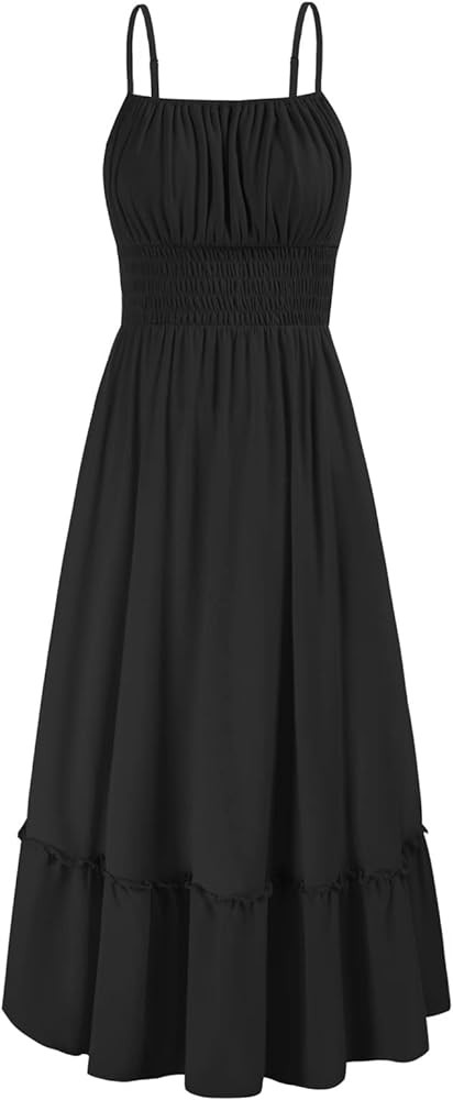 GRACE KARIN Womens 2025 Summer Maxi Dress Casual Sleeveless Spaghetti Strap Smocked Ruffle Beach ... | Amazon (US)