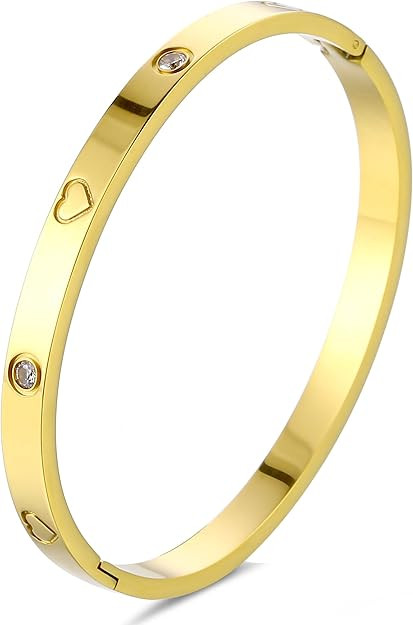 Women's Stainless Steel 18K Gold-Plated Cubic Zirconia Bracelet, Love and Friendship Jewelry Brac... | Amazon (US)