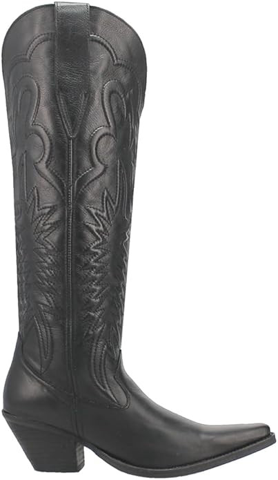 Dingo Womens Raisin Kane Embroidered Snip Toe Casual Boots Over the Knee Mid Heel 2-3" - Black | Amazon (US)