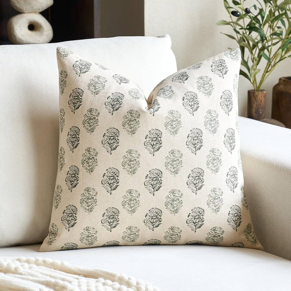 Fundas de almohada florales vintage de 20 x 20 pulgadas, fundas de cojín decorativas con estampa... | Amazon (US)
