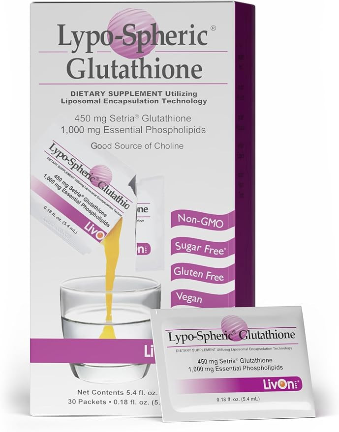LivOn Laboratories Lypo-Spheric Glutathione - 30 Packets – 450 mg Glutathione Per Packet – Li... | Amazon (US)