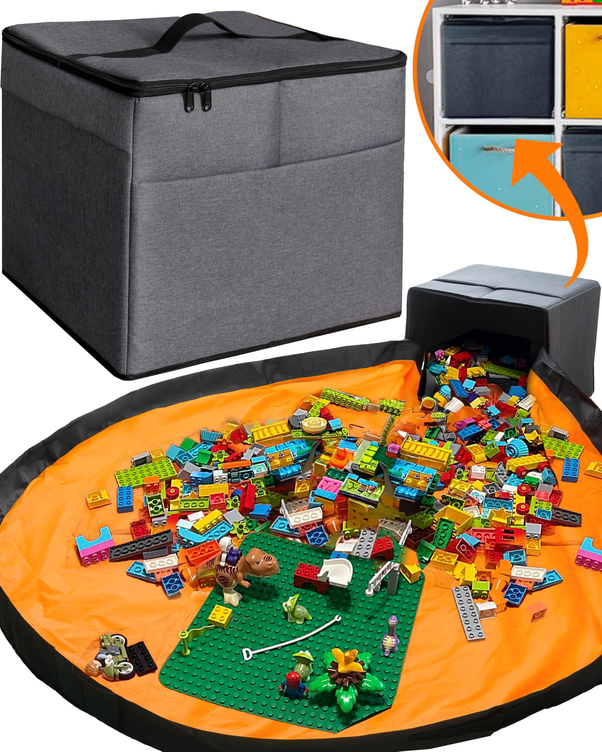 XL Toy Storage Organizer with Play Mat - Storage Bag/Box for Kids, Boys, Girls, Nursery, Playroom... | Amazon (US)