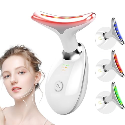 Red Light Therapy for Face, LED Facial & Neck Contouring Device, Face Massager for Reduce Fine Lines & Double Chin, Rejuvenate, Face Lift & Neck Tightening - at Home Daily Skin Care Sculpting Tool | Amazon (US)