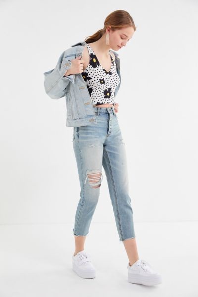 BDG High-Rise Straight-Leg Jean - Mouse - Blue 24 at Urban Outfitters | Urban Outfitters (US and RoW)
