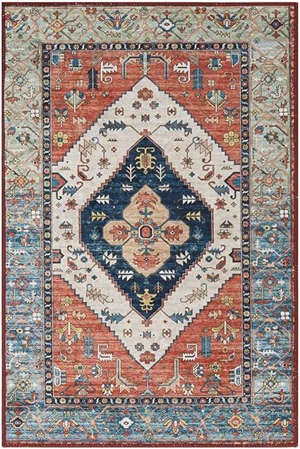 Lahome Collection Traditional Area Rug - Non-Slip Distressed Vintage Persian Oriental Area Rug Ac... | Amazon (US)