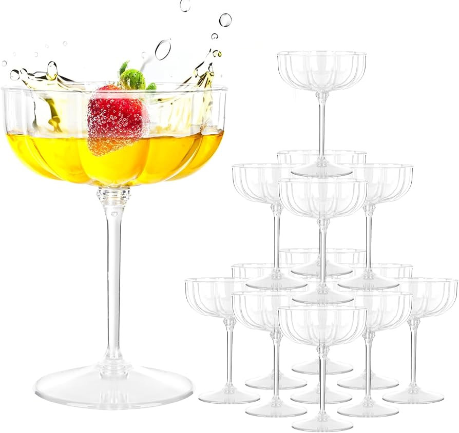 LIYH 20Pcs Plastic Coupe Glasses, 8 Oz Disposable Cocktail & Champagne Cups | Amazon (US)