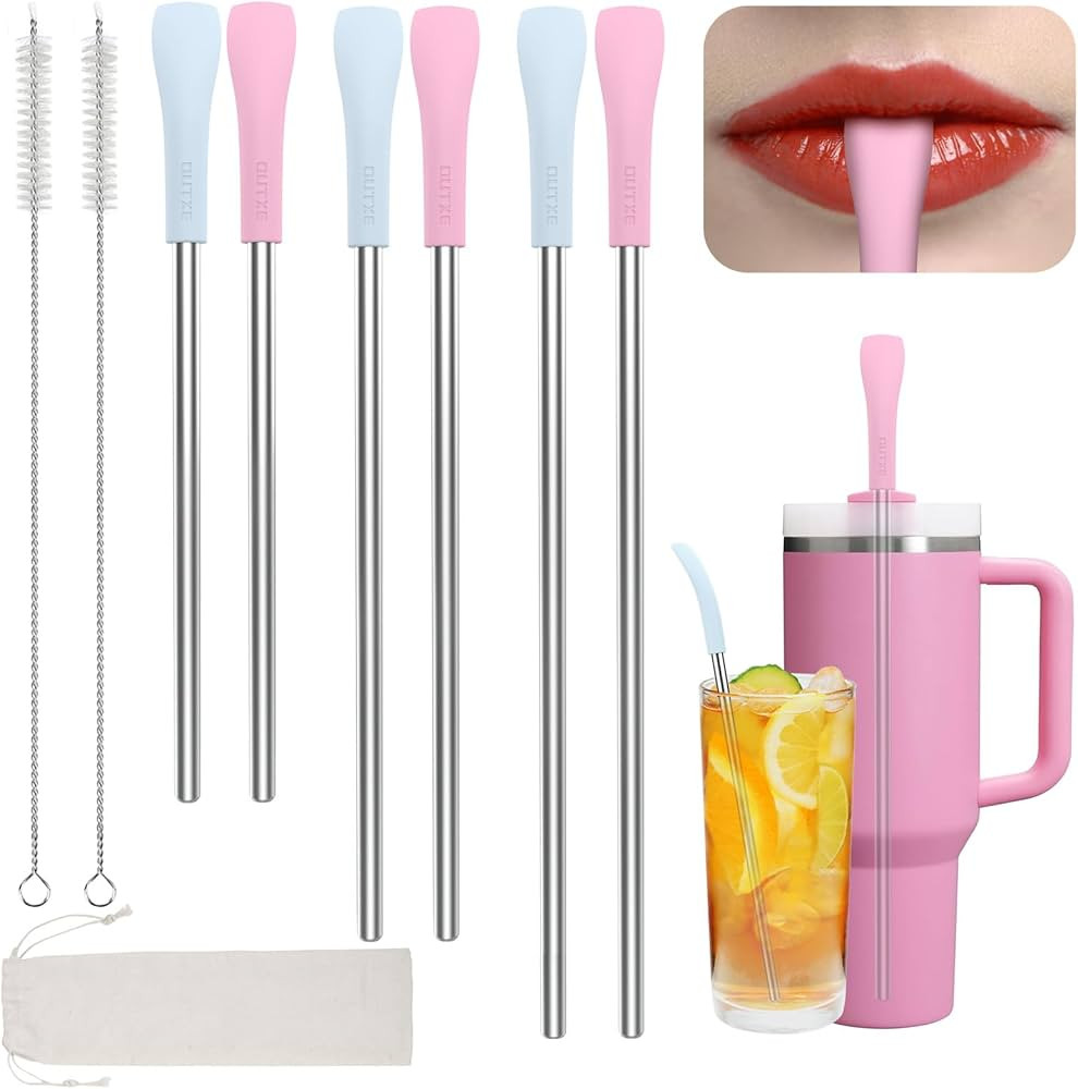 OUTXE Anti Wrinkle Straw 6 Pcs, Stainless Steel Drinking Straw for Stanley 40 oz 30 oz Tumbler, R... | Amazon (US)