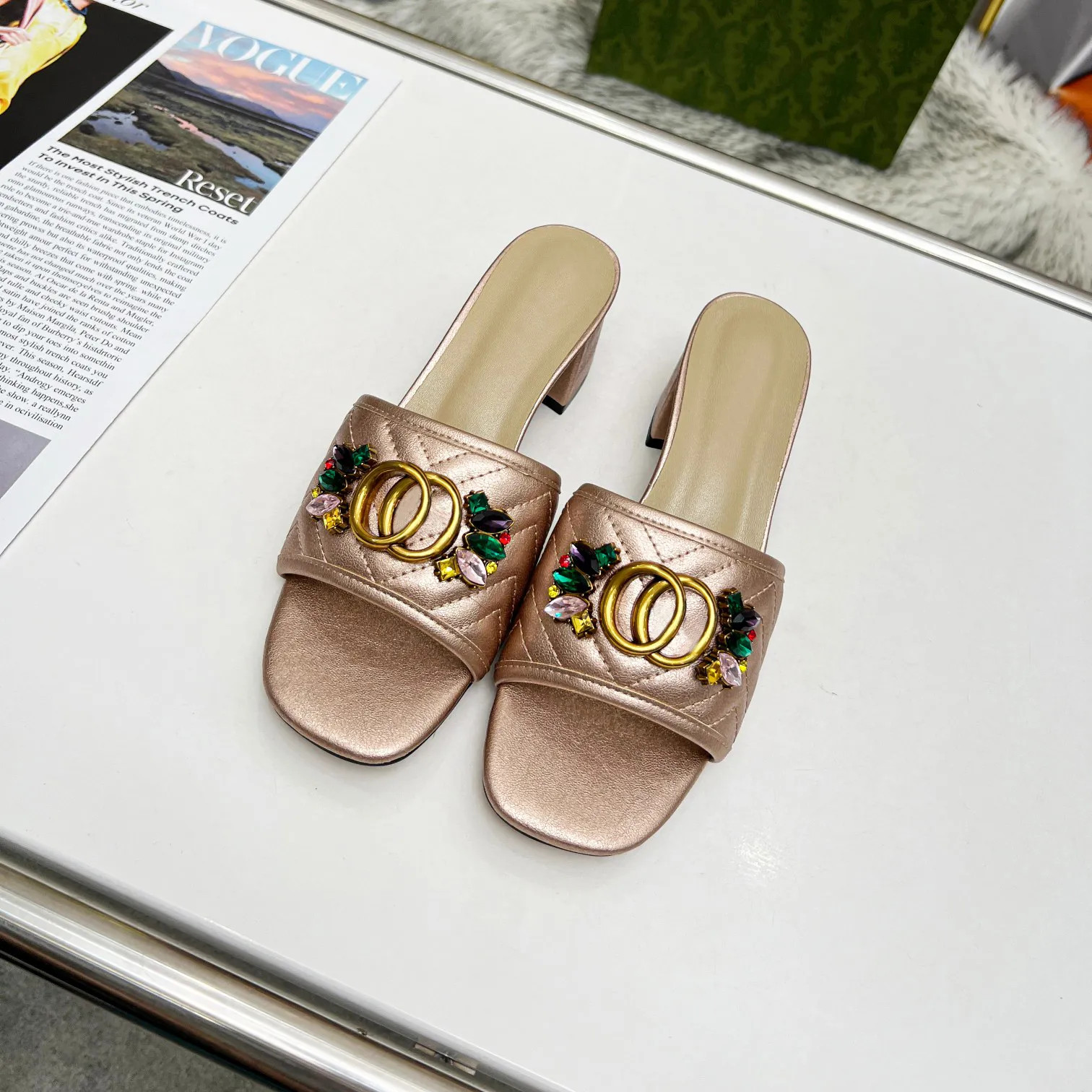 女式设计师凉鞋粗跟拖鞋夏季凉鞋正装鞋夜店派对办公室高品质真皮休闲... | DHGate